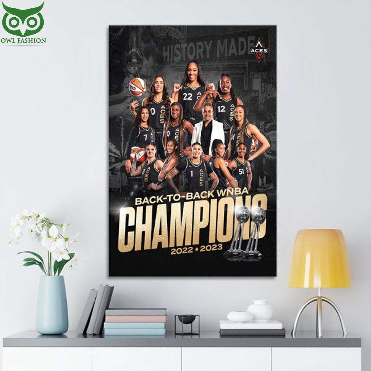 Back to WNBA Las Vegas Aces 2023 Win Champions Canvas - Adult & Kids T-Shirts, Sweatshirts & Hoodies apparel design preview 1