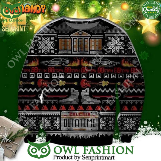 Back To The Future Pixel Car Knitted Ugly Christmas - Adult & Kids T-Shirts, Sweatshirts & Hoodies apparel design preview 1