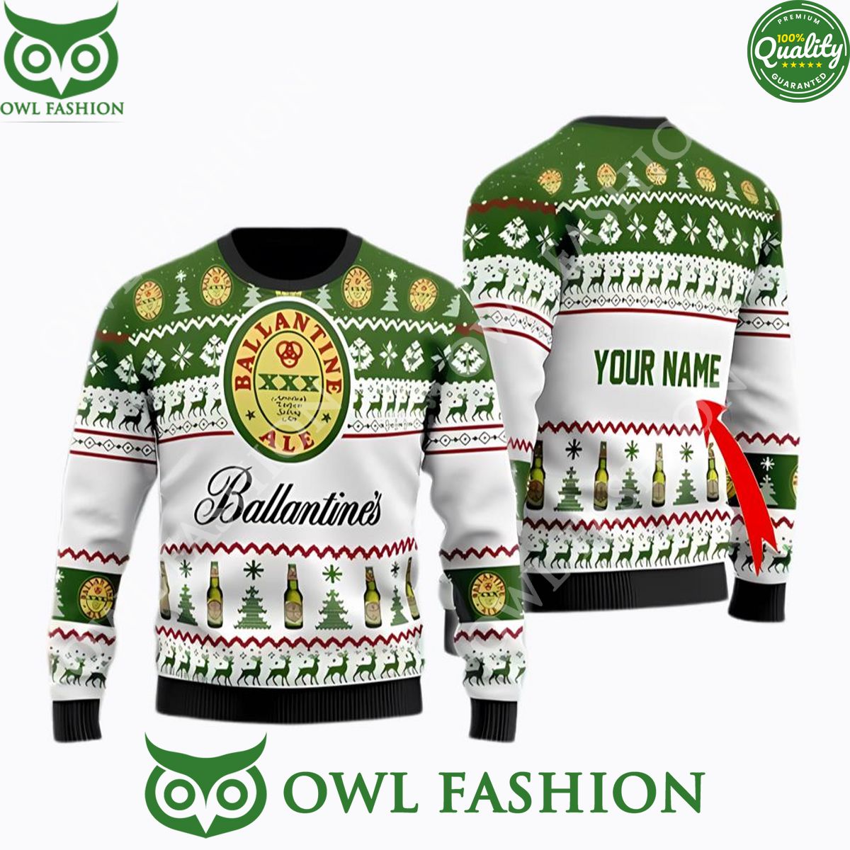 Ballantine Beer Custom Christmas Sweater Jumpers - Adult & Kids T-Shirts, Sweatshirts & Hoodies apparel design preview 1