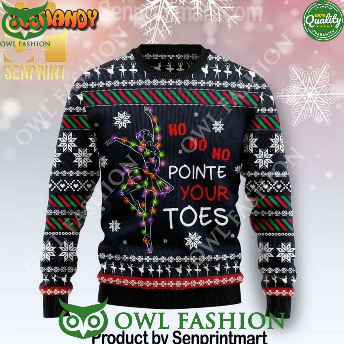 Ballet Pointe Chirtmas Time Wool Knitted Ugly Sweater - Adult & Kids T-Shirts, Sweatshirts & Hoodies apparel design preview 1