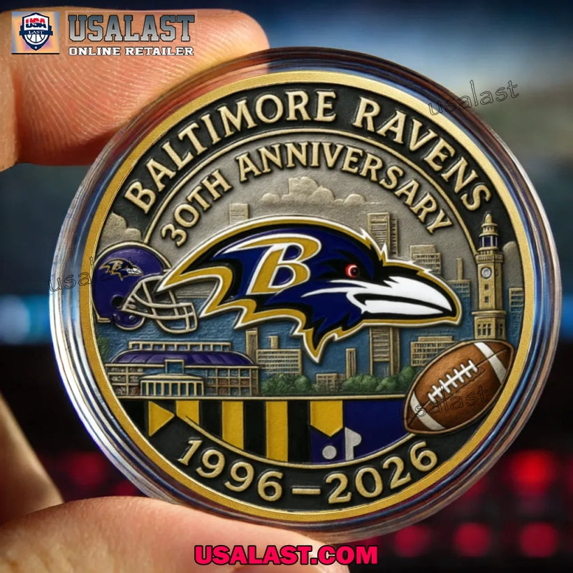 Baltimore Ravens 30th Anniversary Commemorative Coin - Adult & Kids T-Shirts, Sweatshirts & Hoodies apparel design preview 1
