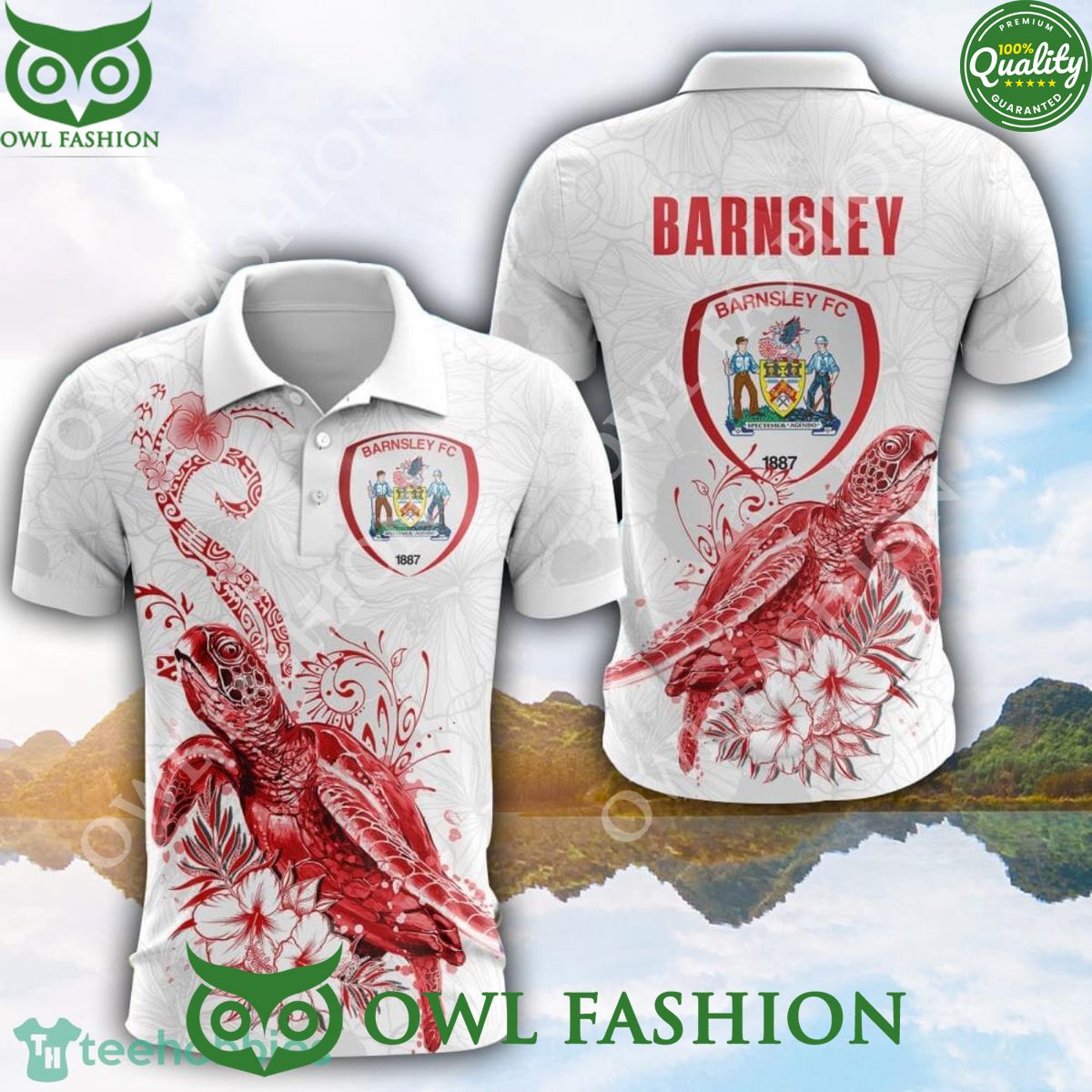 Barnsley F.C EFL Cup Turtle White Golf Polo - Adult & Kids T-Shirts, Sweatshirts & Hoodies apparel design preview 1