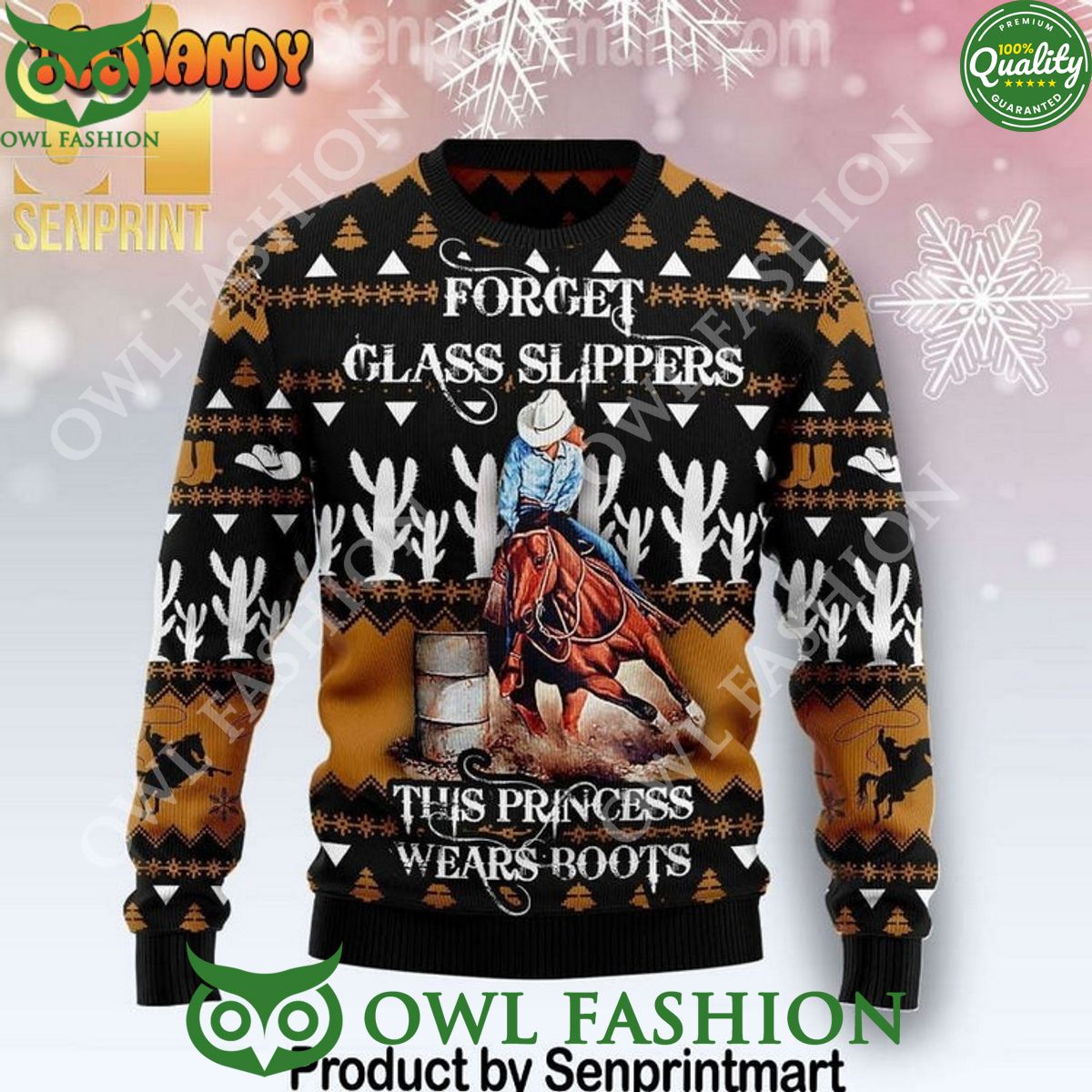 Barrel Racing Girl Limited Ugly Christmas Sweater - Adult & Kids T-Shirts, Sweatshirts & Hoodies apparel design preview 1