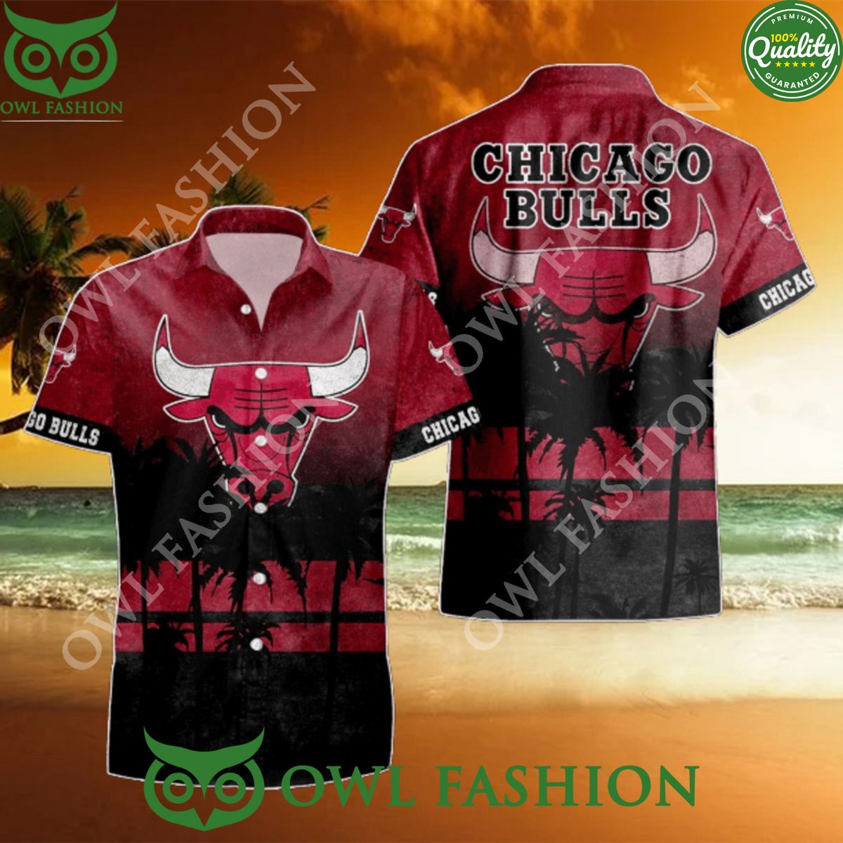Basketball team Chicago Bulls NBA Red Hawaiian Hot - Adult & Kids T-Shirts, Sweatshirts & Hoodies apparel design preview 1