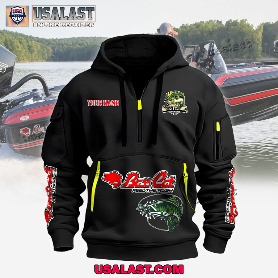 Bass Cats Boats Fishing Custom Name Heavy - Adult & Kids T-Shirts, Sweatshirts & Hoodies apparel design preview 1