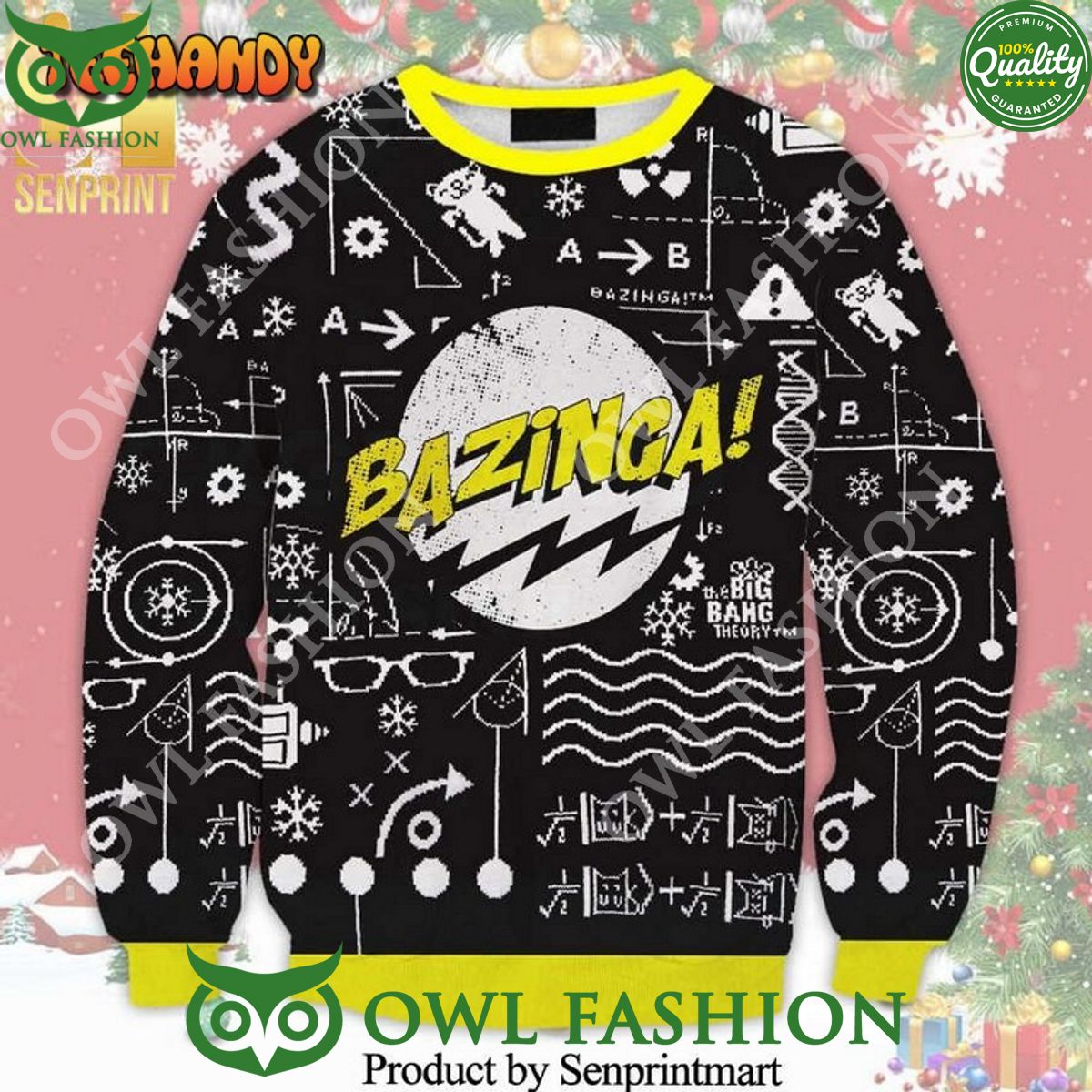 Bazinga The Big Bang Theory Wiki Doodle Ugly Sweater - Adult & Kids T-Shirts, Sweatshirts & Hoodies apparel design preview 1