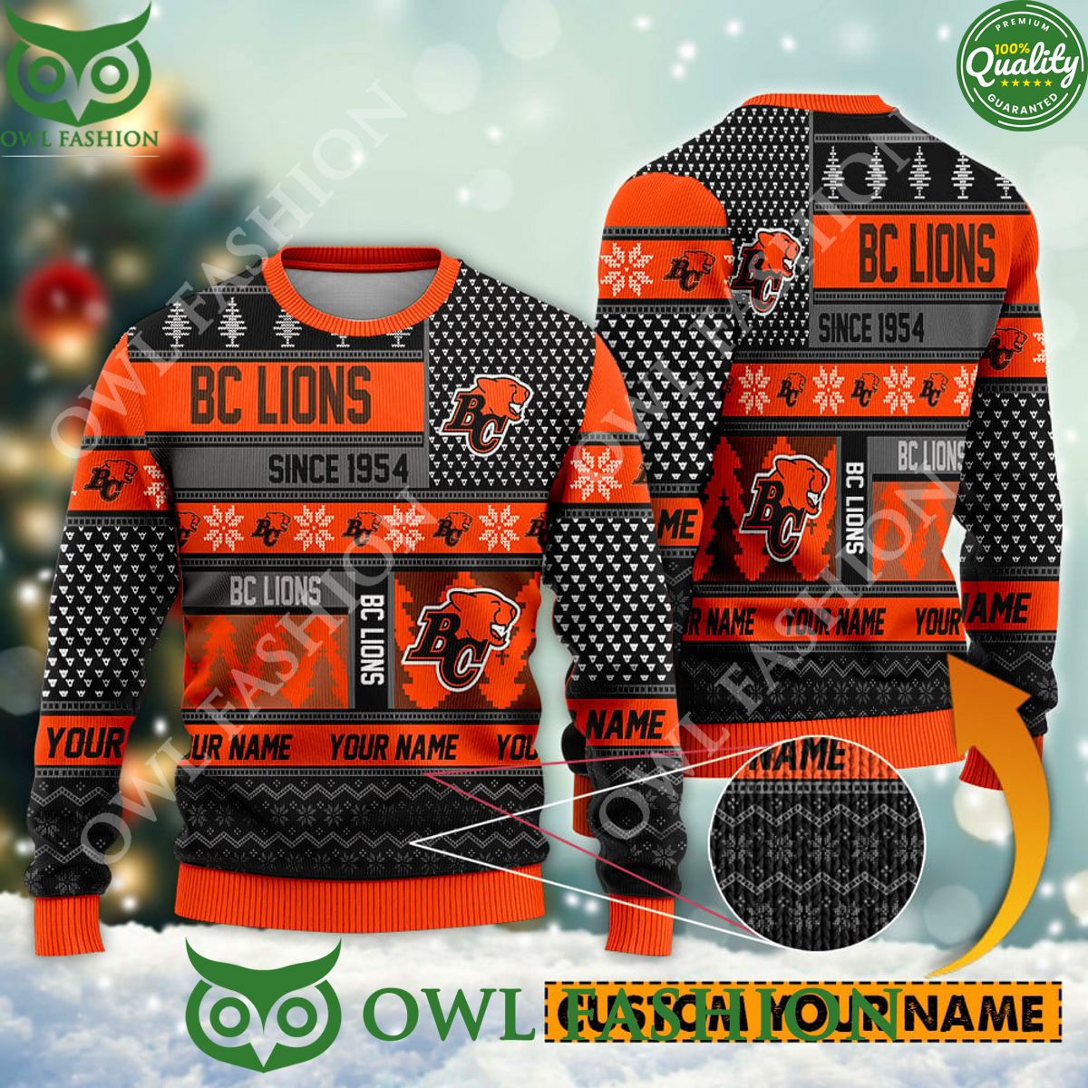 BC Lions since 1954 Custom name CFL Orange Ugly - Adult & Kids T-Shirts, Sweatshirts & Hoodies apparel design preview 1
