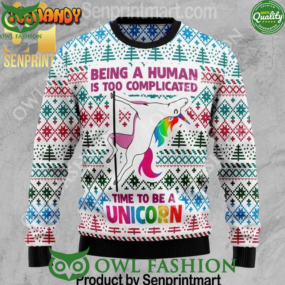 Be A Unicorn 3D Holiday Knit Ugly Sweater - Adult & Kids T-Shirts, Sweatshirts & Hoodies apparel design preview 1