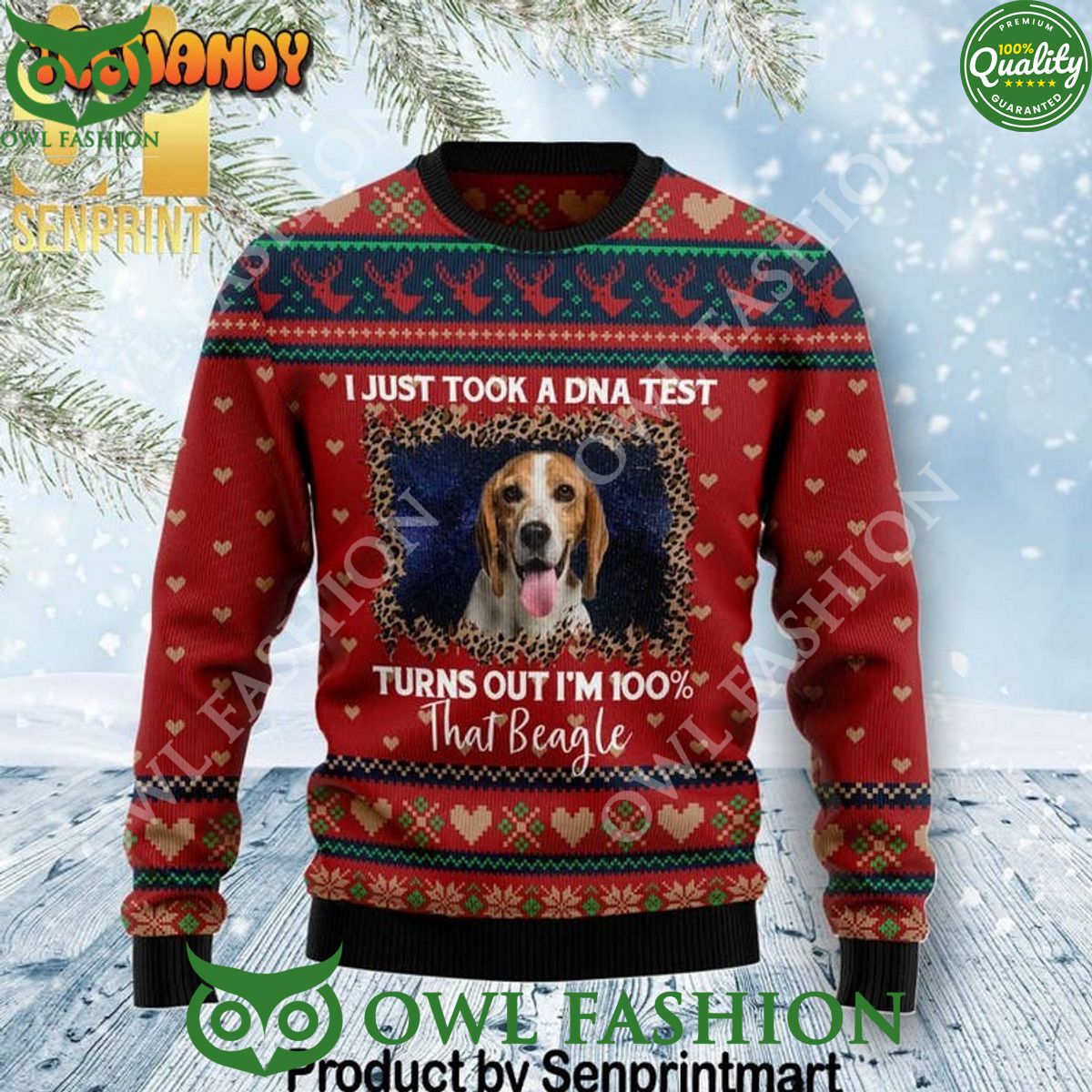 Beagle Dog Xmas Holiday Time Christmas Knitting - Adult & Kids T-Shirts, Sweatshirts & Hoodies apparel design preview 1