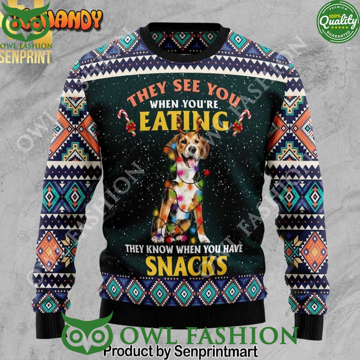 Beagle Snack Limited Ugly Christmas Sweater - Adult & Kids T-Shirts, Sweatshirts & Hoodies apparel design preview 1