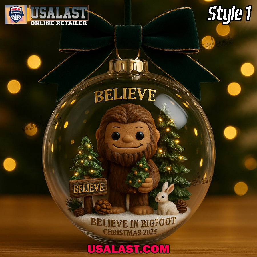 Believe in Bigfoot Christmas Ornament 2025 - Adult & Kids T-Shirts, Sweatshirts & Hoodies apparel design preview 1