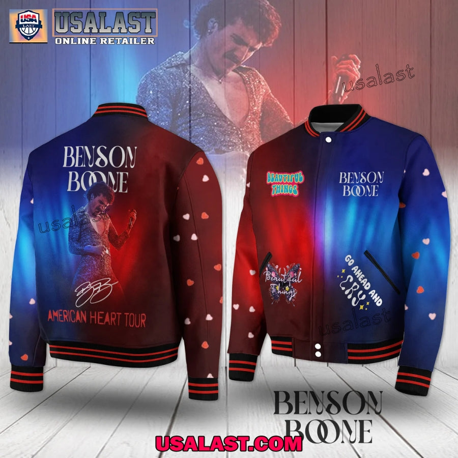 Benson Boone American Heart Tour 2025 Baseball Jacket - Adult & Kids T-Shirts, Sweatshirts & Hoodies apparel design preview 1