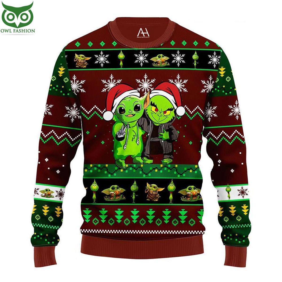 Friend Yoda And Grinch Ugly Christmas Sweater Jumper - Adult & Kids T-Shirts, Sweatshirts & Hoodies apparel design preview 1
