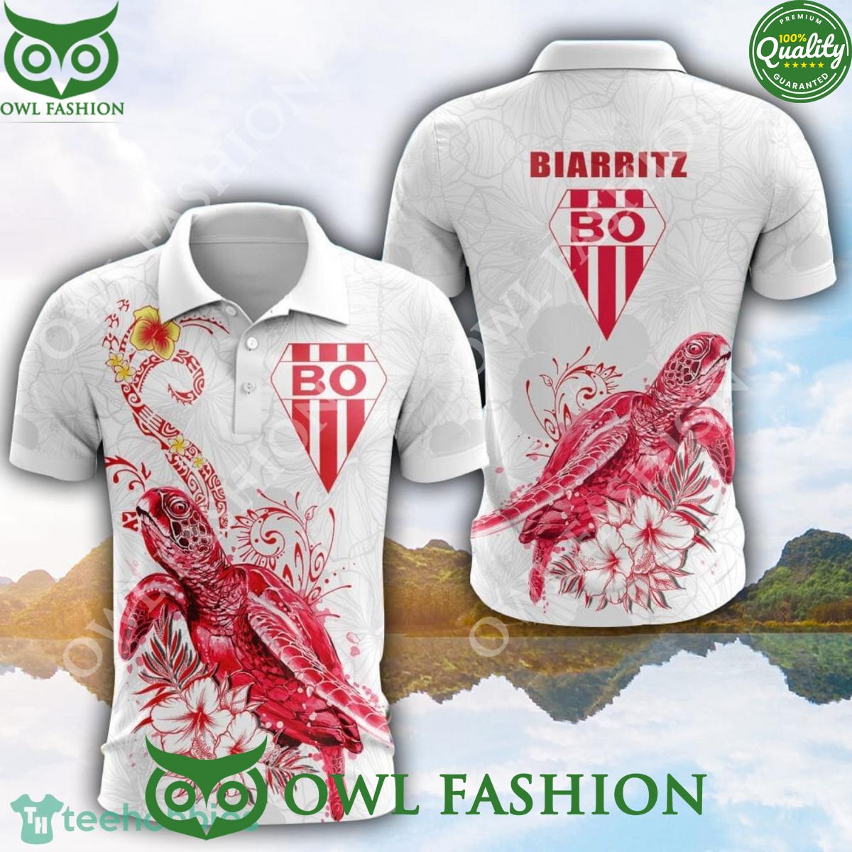 Biarritz Olympique Rugby Union Team Turtle White Golf - Adult & Kids T-Shirts, Sweatshirts & Hoodies apparel design preview 1