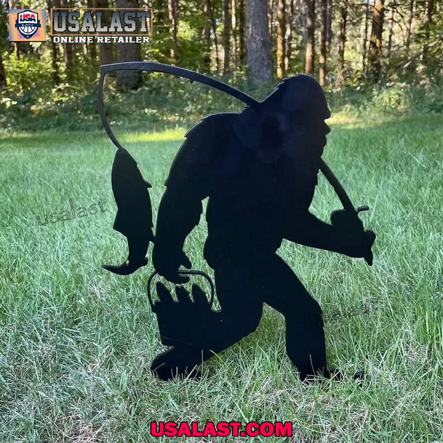 Bigfoot Garden Stake Metal Yard Sign - Adult & Kids T-Shirts, Sweatshirts & Hoodies apparel design preview 1