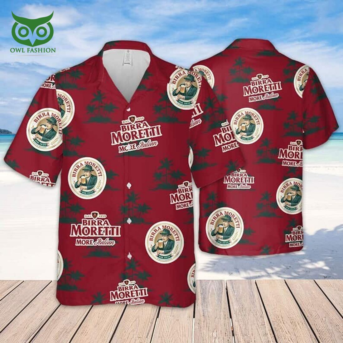 Birra Moretti Beer Coconut Island Pattern Hawaiian - Adult & Kids T-Shirts, Sweatshirts & Hoodies apparel design preview 1