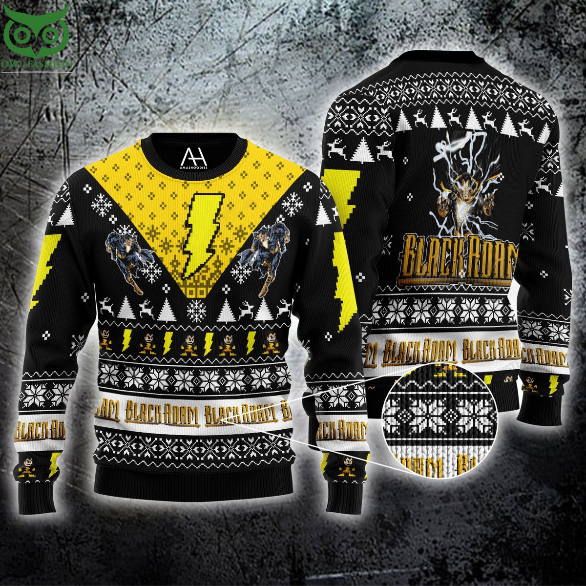 Black Adam Premium Ugly Christmas Sweater - Adult & Kids T-Shirts, Sweatshirts & Hoodies apparel design preview 1