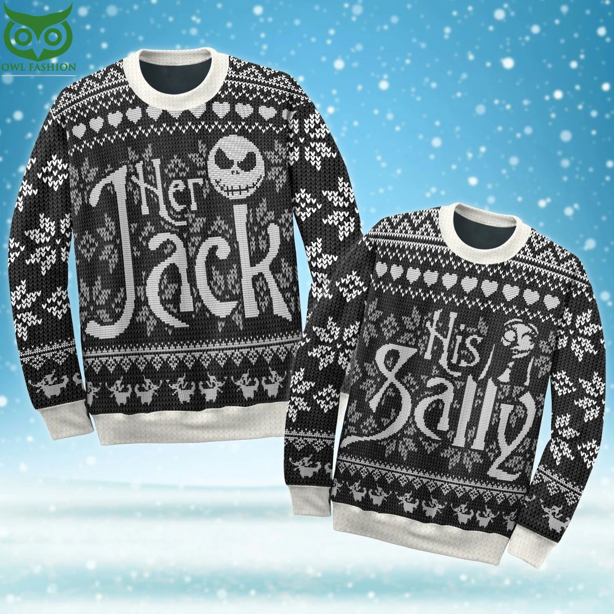 Black And White Kinitted Jack Skellington Christmas - Adult & Kids T-Shirts, Sweatshirts & Hoodies apparel design preview 1