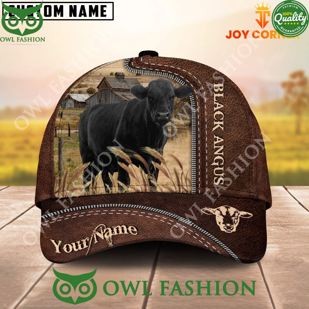 Black Angus Customized Name Leather Pattern Cap - Adult & Kids T-Shirts, Sweatshirts & Hoodies apparel design preview 1
