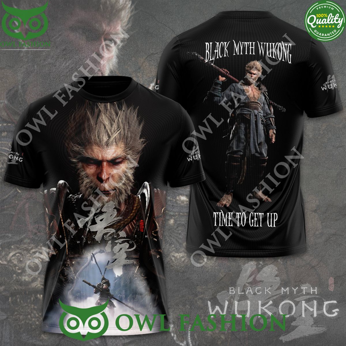 Black Myth Wukong Time to get up 3D - Adult & Kids T-Shirts, Sweatshirts & Hoodies apparel design preview 1