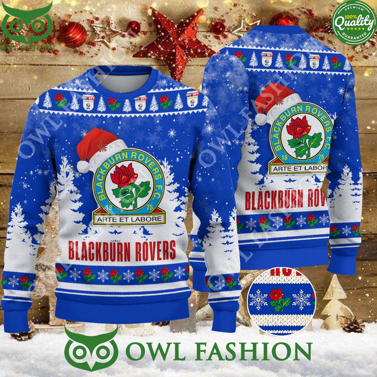 Blackburn Rovers Christmas EFL Ugly Premier League - Adult & Kids T-Shirts, Sweatshirts & Hoodies apparel design preview 1