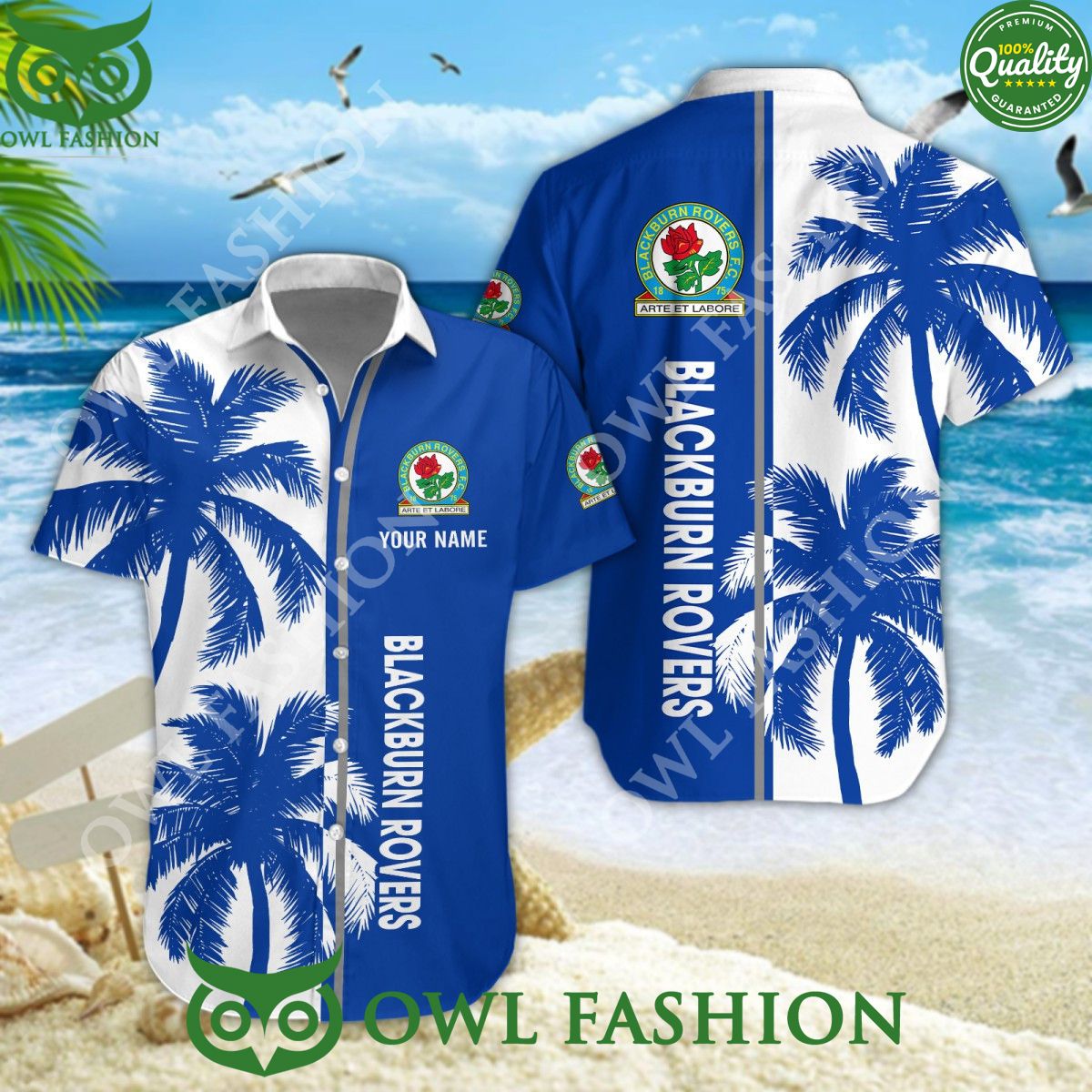 Blackburn Rovers Custom Name Beach Coconut Tree 2024 - Adult & Kids T-Shirts, Sweatshirts & Hoodies apparel design preview 1