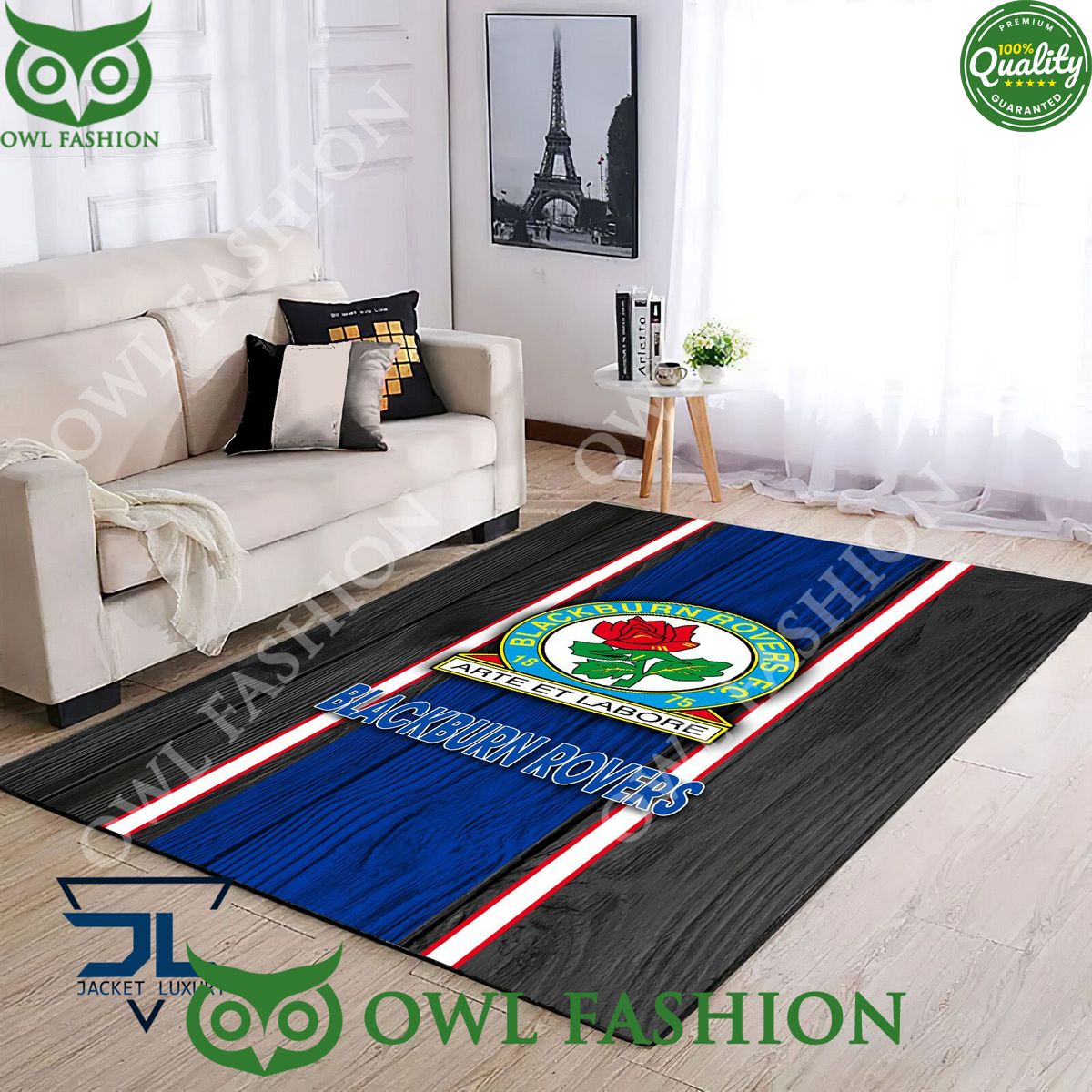 Blackburn Rovers EFL Football Rug Carpet Living Room - Adult & Kids T-Shirts, Sweatshirts & Hoodies apparel design preview 1