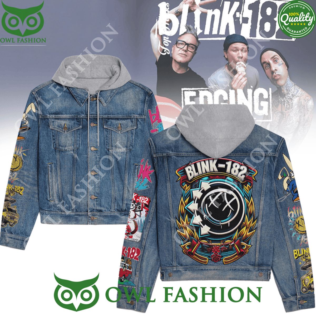 Blink 182 Album Rock Band 2D Jean Denim Hooded Jacket - Adult & Kids T-Shirts, Sweatshirts & Hoodies apparel design preview 1
