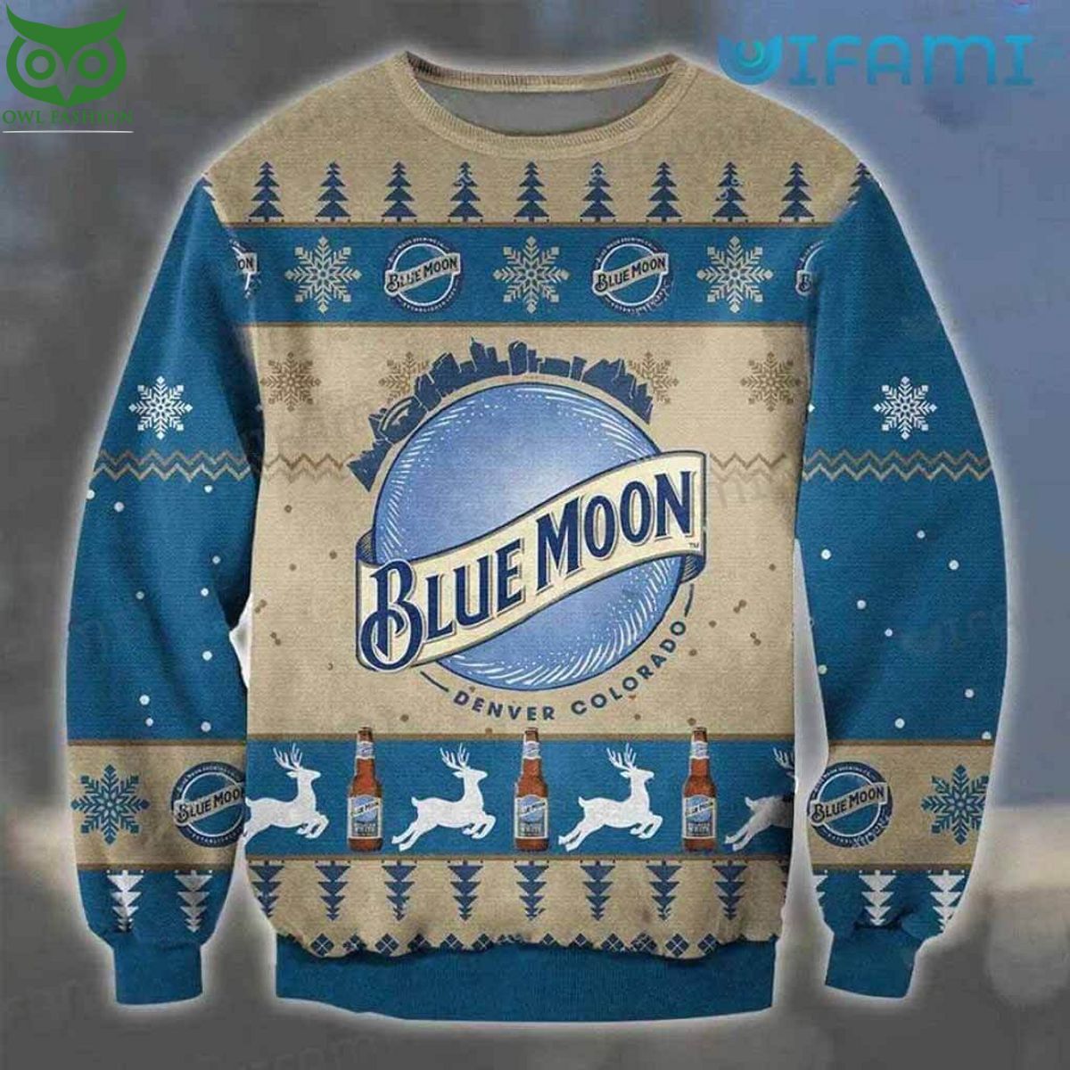 Blue Moon Beer Ugly Sweater Reindeer Christmas Gift - Adult & Kids T-Shirts, Sweatshirts & Hoodies apparel design preview 1