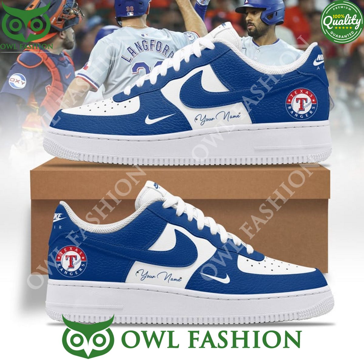 Blue Texas Rangers Baseball team Custom Name Langford - Adult & Kids T-Shirts, Sweatshirts & Hoodies apparel design preview 1