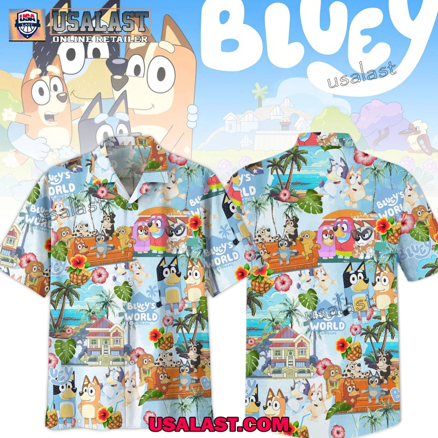Bluey Tropical Short Sleeve Button - Adult & Kids T-Shirts, Sweatshirts & Hoodies apparel design preview 1