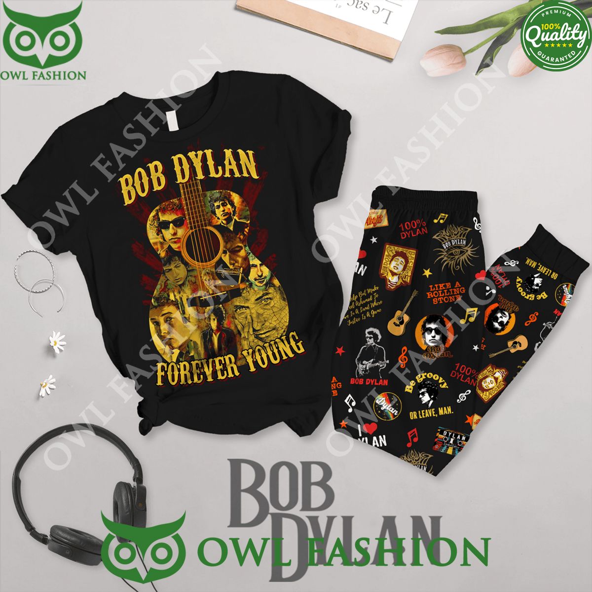 Bob dylan forever young Guitarist pajamas set - Adult & Kids T-Shirts, Sweatshirts & Hoodies apparel design preview 1