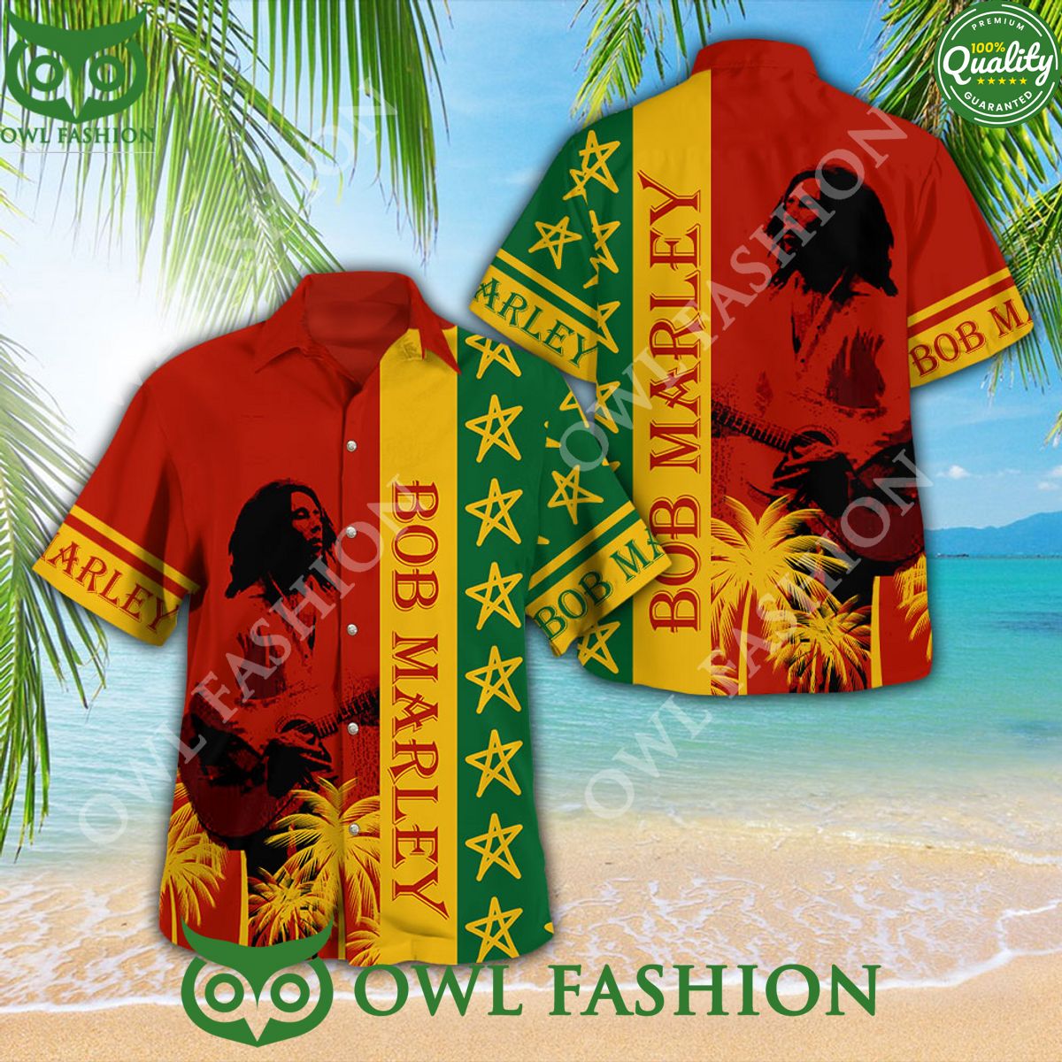 Bob Marley Jamaica Flag Color 3D Hawaiian - Adult & Kids T-Shirts, Sweatshirts & Hoodies apparel design preview 1