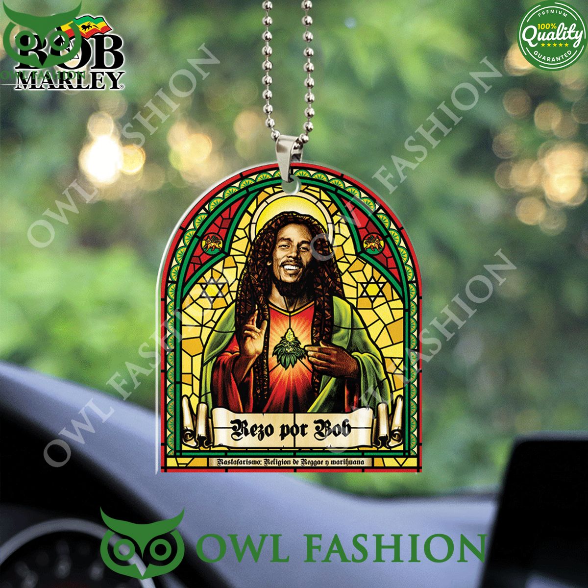 Bob Marley Jamaican reggae Shape 2 sided Acrylic Car - Adult & Kids T-Shirts, Sweatshirts & Hoodies apparel design preview 1