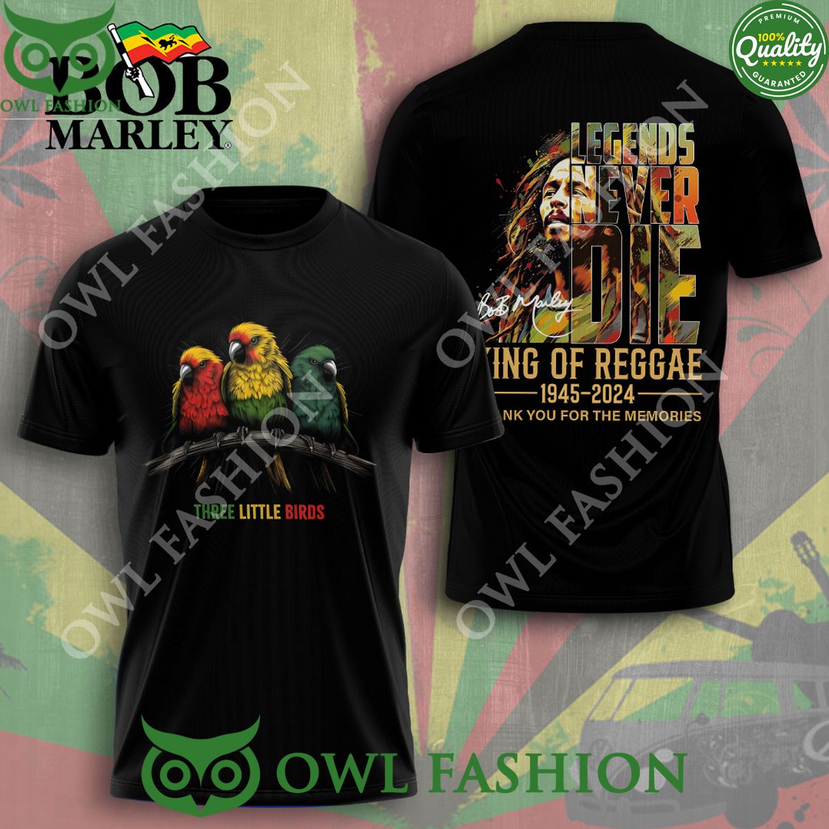 Bob Marley Legends Never Die King of Reggae 3D - Adult & Kids T-Shirts, Sweatshirts & Hoodies apparel design preview 1