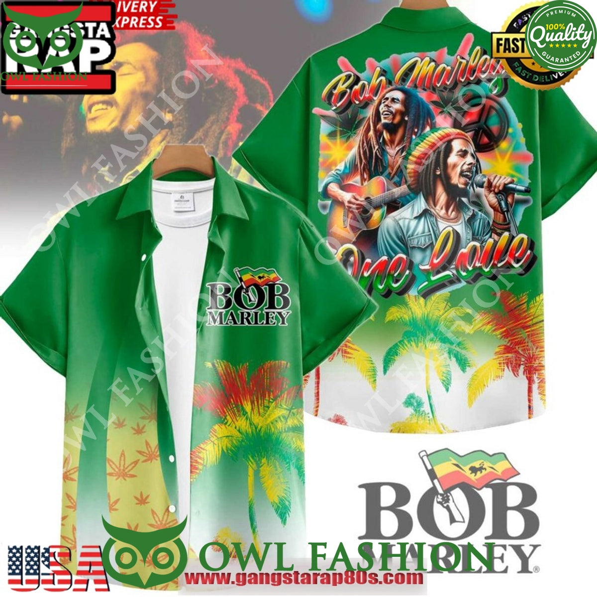 Bob Marley One Love Special Edition Tropical Hawaiian - Adult & Kids T-Shirts, Sweatshirts & Hoodies apparel design preview 1