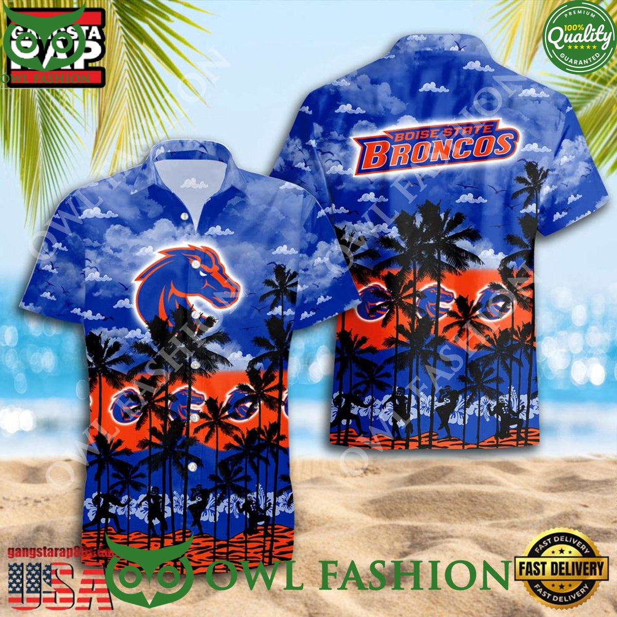 Boise State Broncos Style Hot Summer Tropical - Adult & Kids T-Shirts, Sweatshirts & Hoodies apparel design preview 1