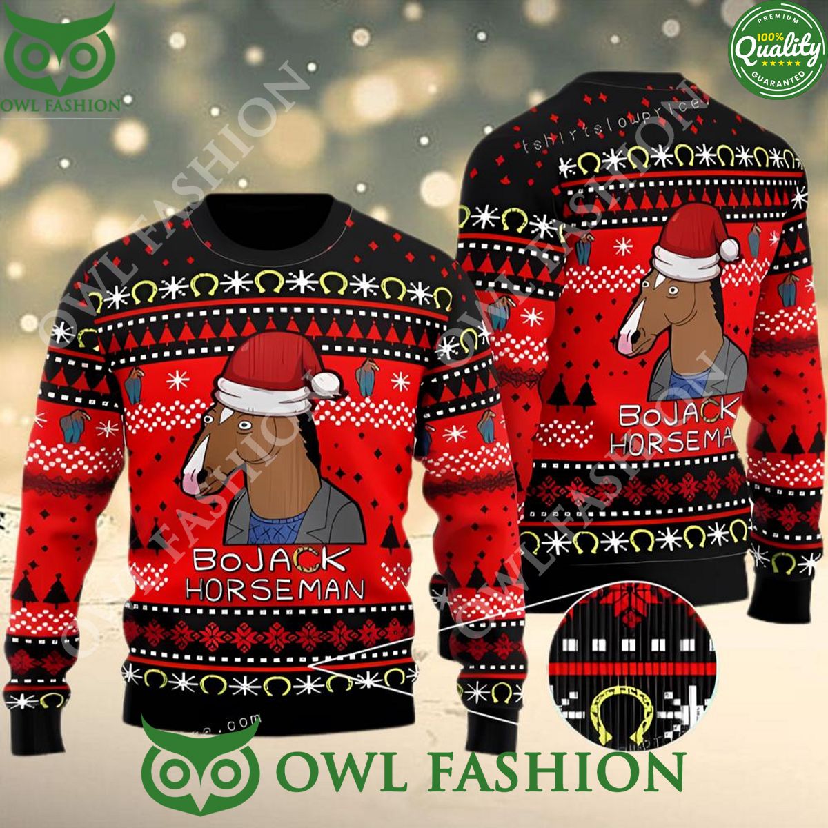 Bojack Horseman Comedy Ugly Christmas Sweater Jumper - Adult & Kids T-Shirts, Sweatshirts & Hoodies apparel design preview 1