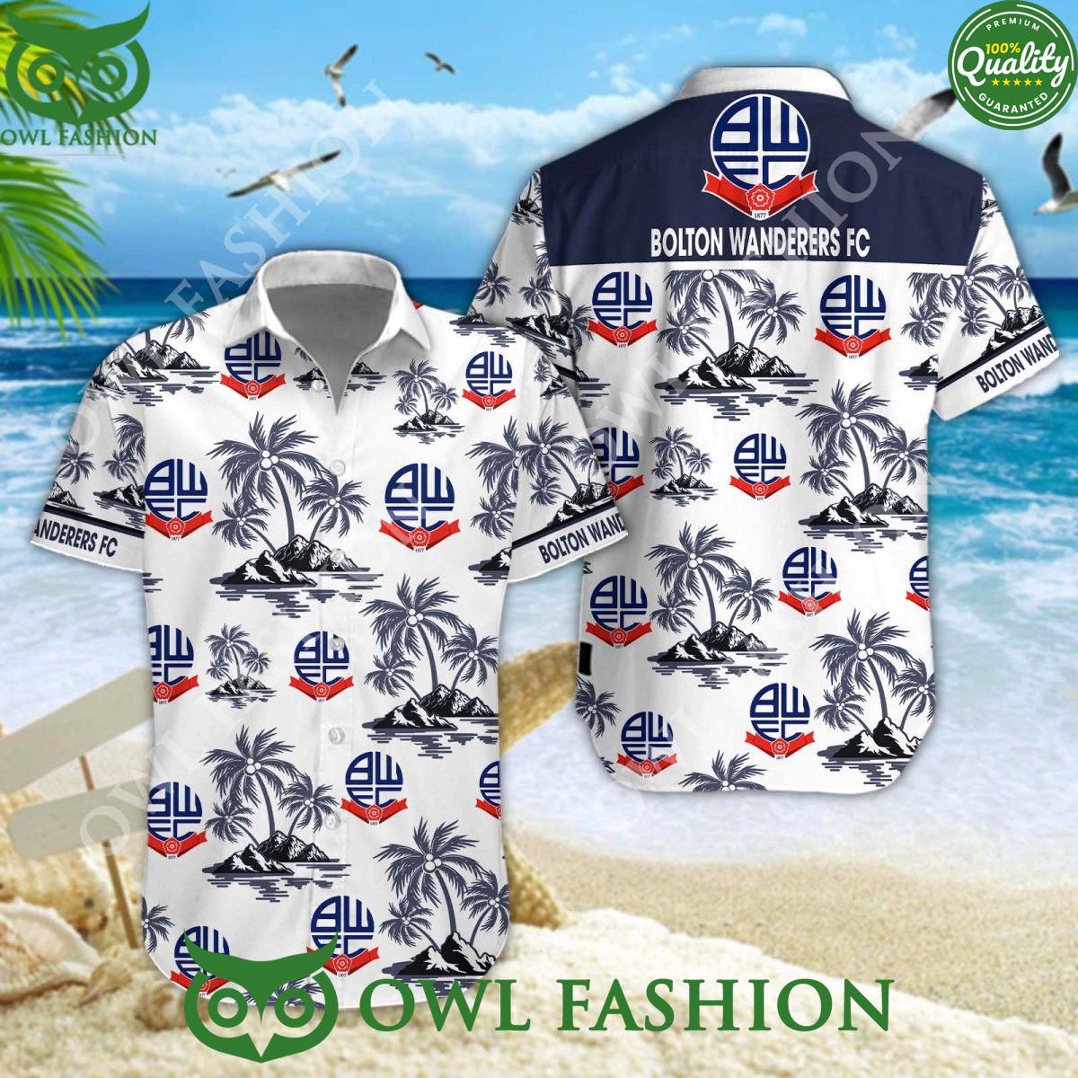 Bolton Wanderers EFL League Two Limited Hawaiian - Adult & Kids T-Shirts, Sweatshirts & Hoodies apparel design preview 1