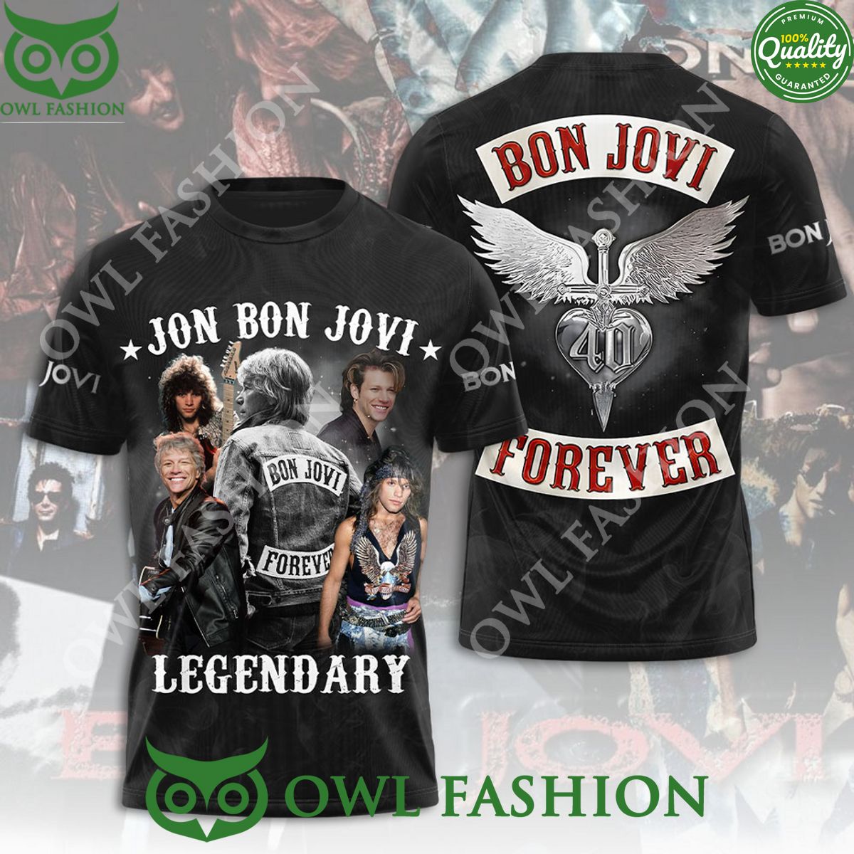 Bon Jovi Forever Legendary 40 Limited 3D - Adult & Kids T-Shirts, Sweatshirts & Hoodies apparel design preview 1