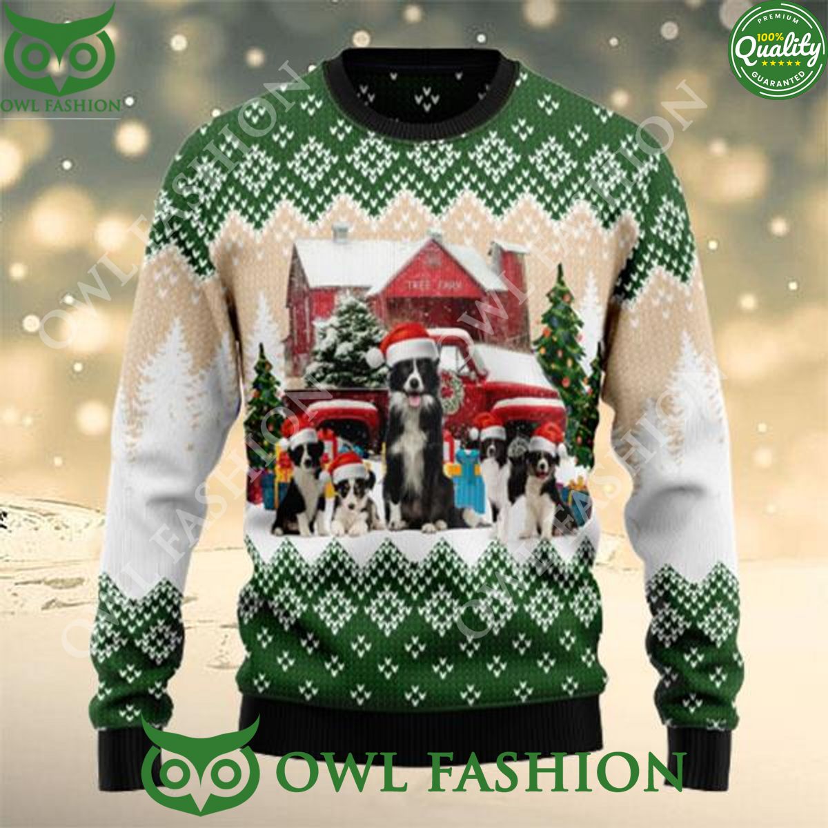 Border Collie Let It Snow Cute Ugly Christmas Sweater - Adult & Kids T-Shirts, Sweatshirts & Hoodies apparel design preview 1