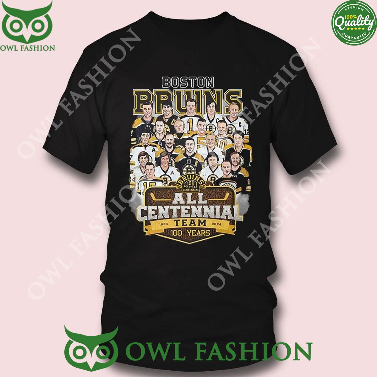 Boston Bruins All Centennial Team 100 Years 1924 2024 - Adult & Kids T-Shirts, Sweatshirts & Hoodies apparel design preview 1