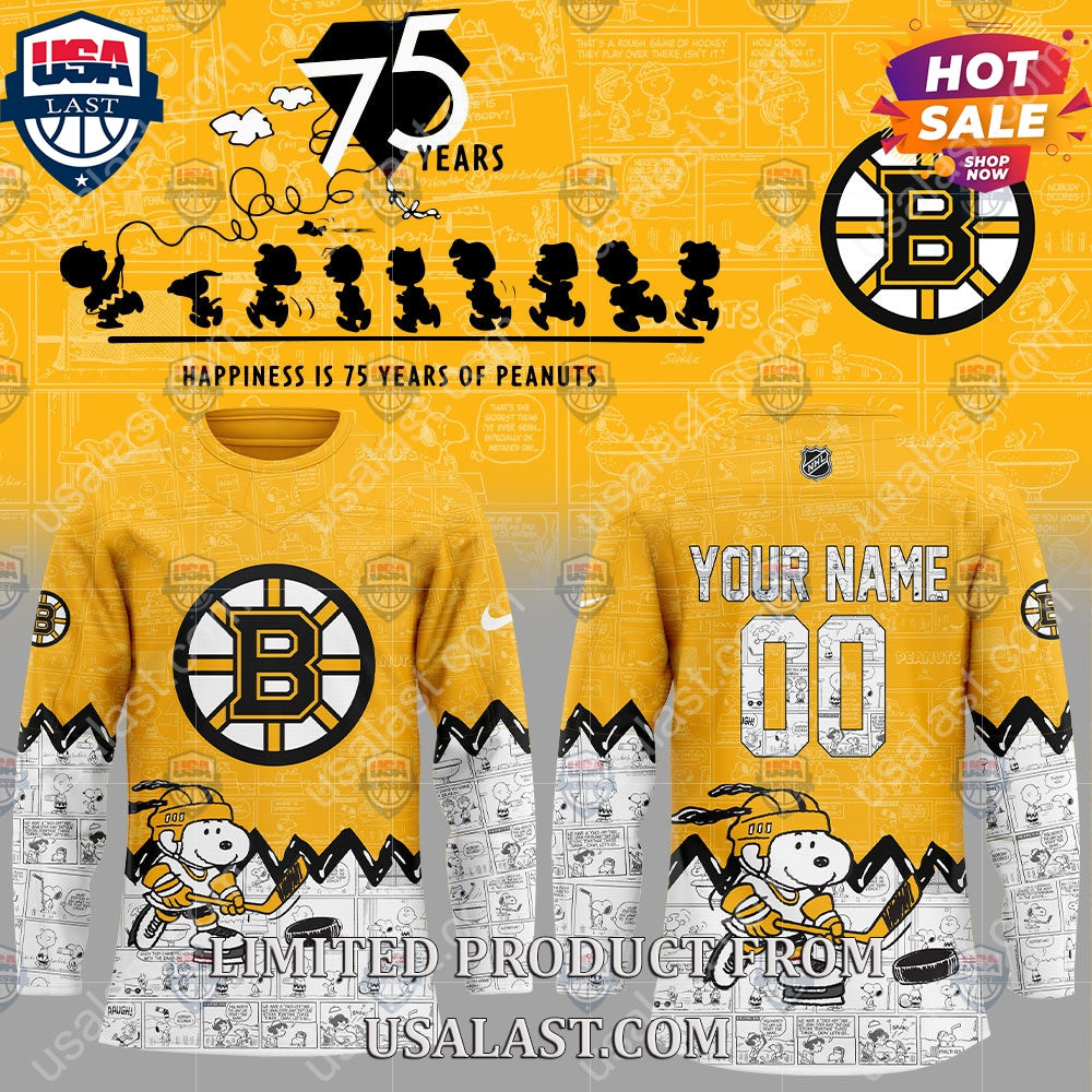 Boston Bruins NHL Happiness Is 75th Anniversary of - Adult & Kids T-Shirts, Sweatshirts & Hoodies apparel design preview 1