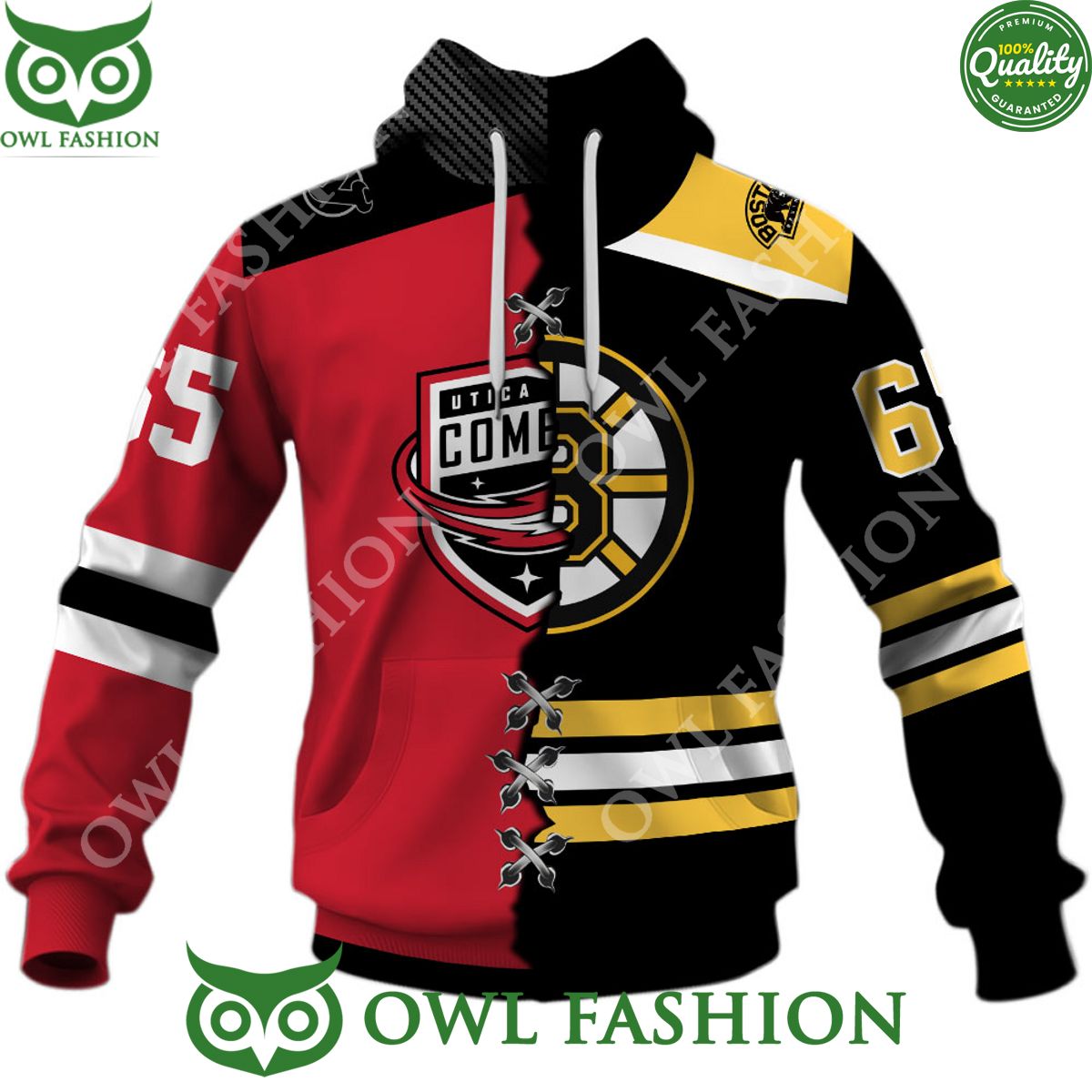Boston Bruins NHL x AHL Utica Comets Hockey Design - Adult & Kids T-Shirts, Sweatshirts & Hoodies apparel design preview 1
