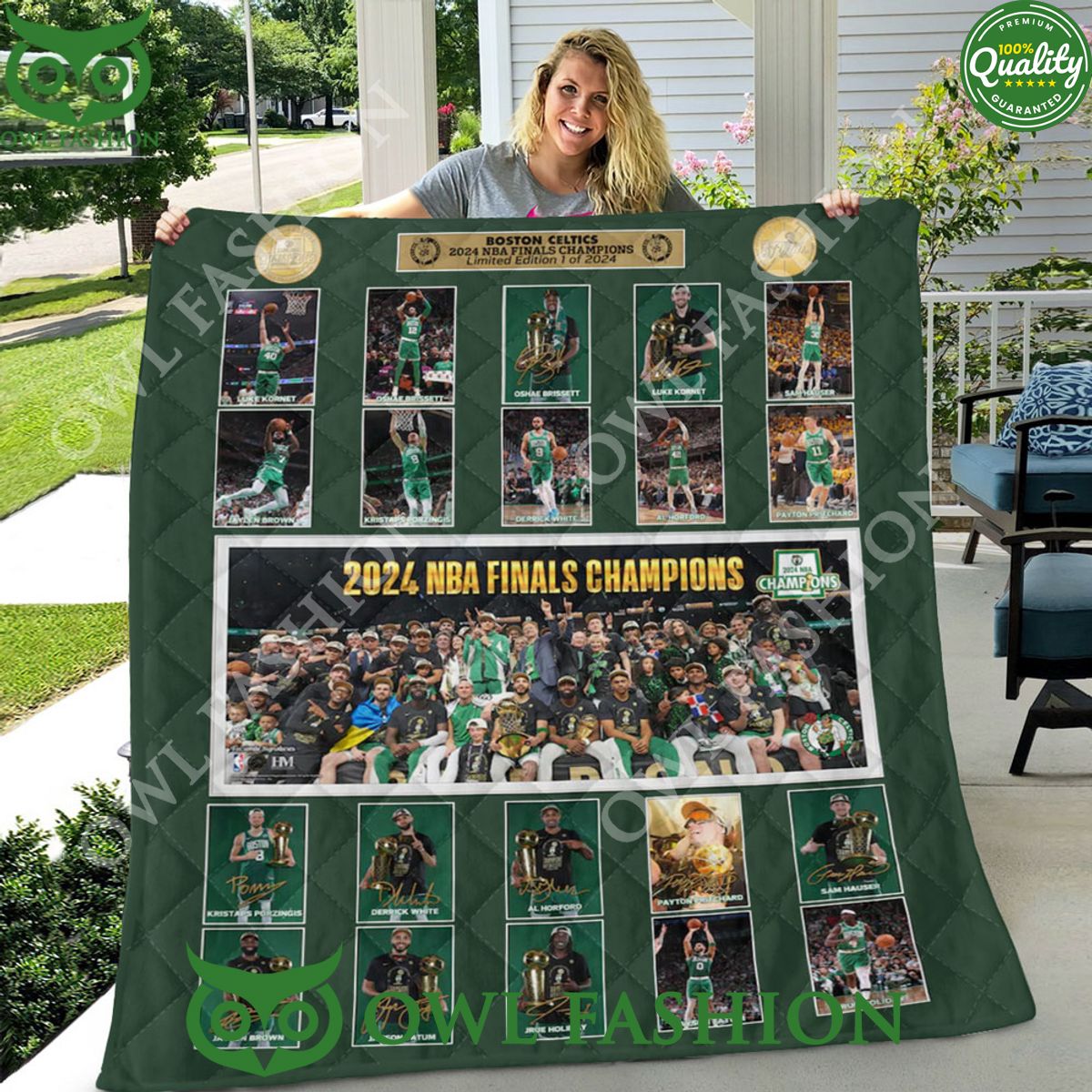 Boston Celtics NBA Finals Champion Players Card Quilt - Adult & Kids T-Shirts, Sweatshirts & Hoodies apparel design preview 1