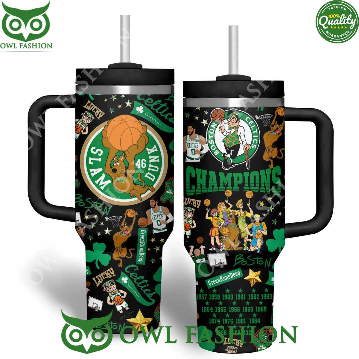 Boston Celtics Slam Dunk Champions Black Tumbler Cup - Adult & Kids T-Shirts, Sweatshirts & Hoodies apparel design preview 1