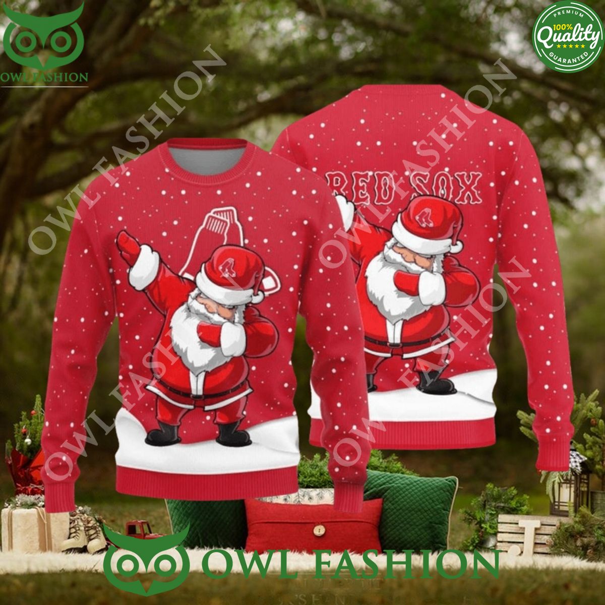 Boston Red Sox Dab Santa New Style Sweater Jumper - Adult & Kids T-Shirts, Sweatshirts & Hoodies apparel design preview 1