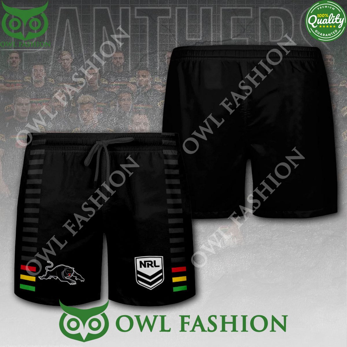 Penrith Panthers NRL Rugby Black 3D Shorts - Adult & Kids T-Shirts, Sweatshirts & Hoodies apparel design preview 1
