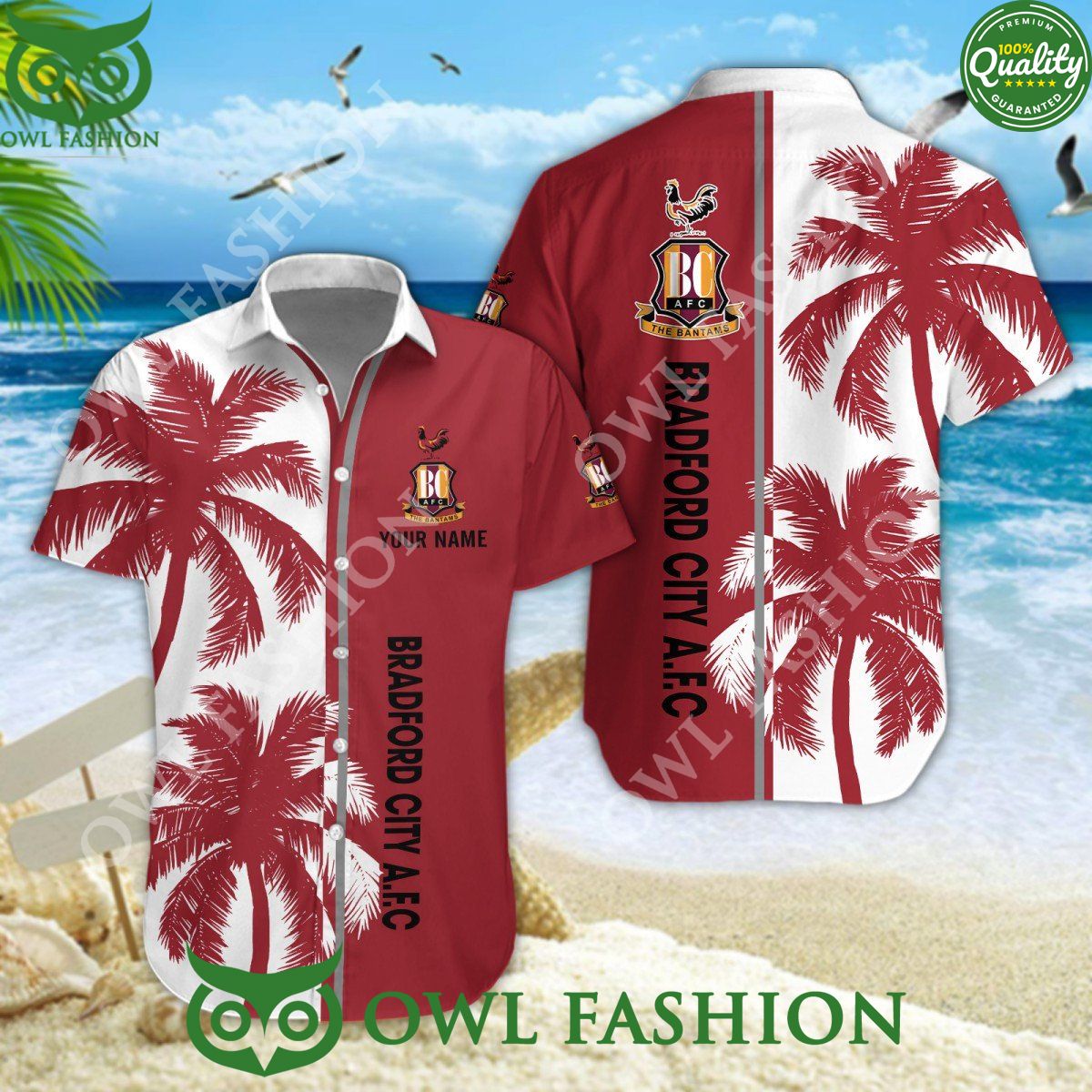 Bradford City Custom Name Beach Coconut Tree 2024 - Adult & Kids T-Shirts, Sweatshirts & Hoodies apparel design preview 1