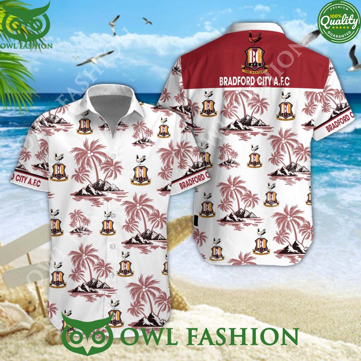 Bradford City League One Tropical Limited Hawaiian - Adult & Kids T-Shirts, Sweatshirts & Hoodies apparel design preview 1